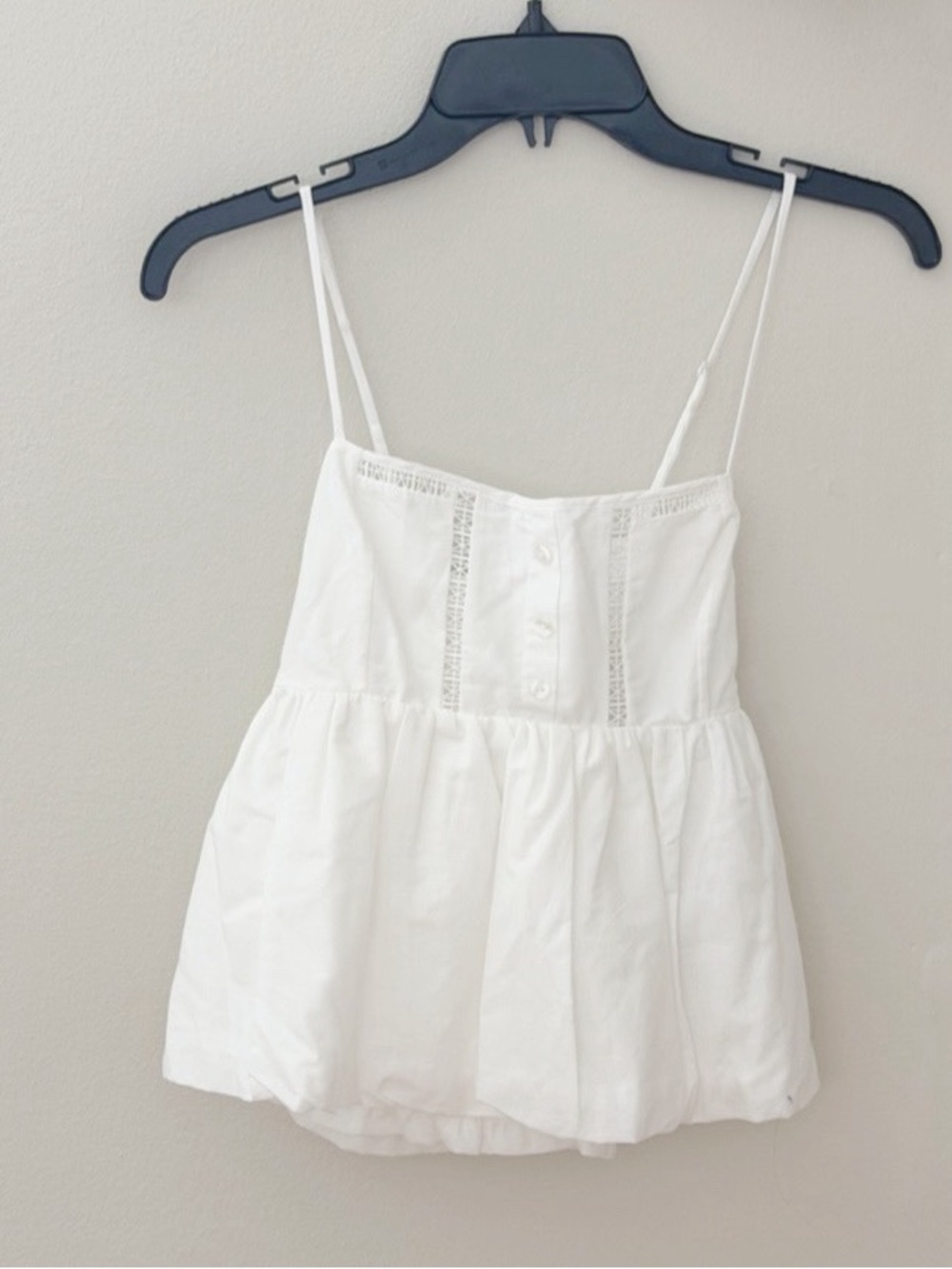 Zara White Smocked Ruffle Cami Top S